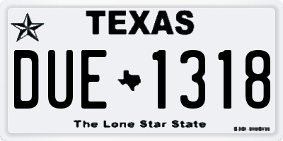 TX license plate DUE1318