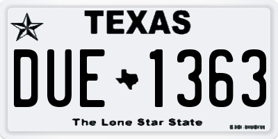 TX license plate DUE1363