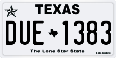 TX license plate DUE1383