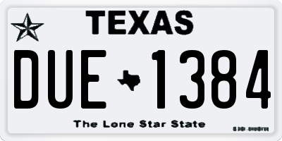 TX license plate DUE1384