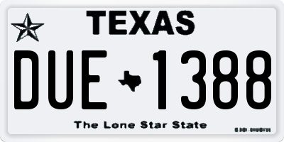 TX license plate DUE1388