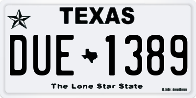 TX license plate DUE1389
