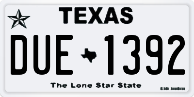 TX license plate DUE1392