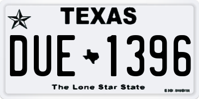 TX license plate DUE1396