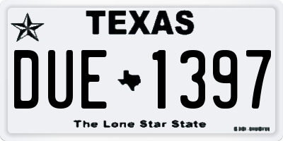 TX license plate DUE1397