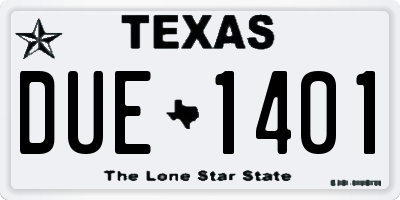 TX license plate DUE1401