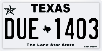 TX license plate DUE1403