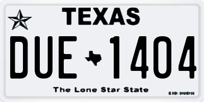 TX license plate DUE1404