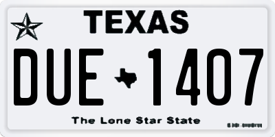 TX license plate DUE1407