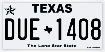 TX license plate DUE1408