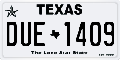 TX license plate DUE1409