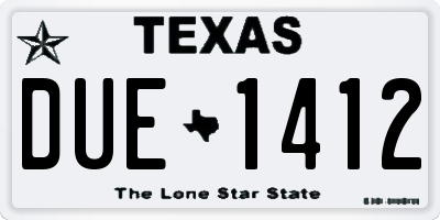 TX license plate DUE1412