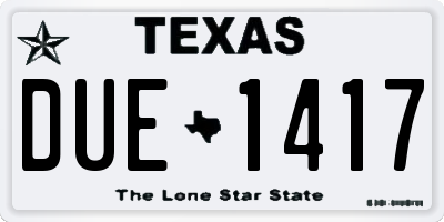 TX license plate DUE1417