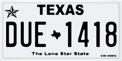 TX license plate DUE1418