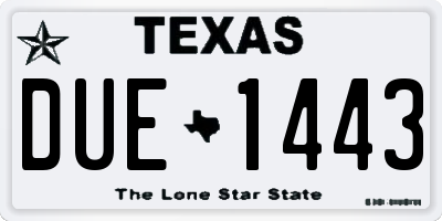 TX license plate DUE1443