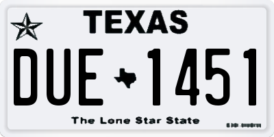 TX license plate DUE1451