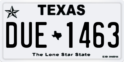 TX license plate DUE1463
