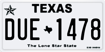 TX license plate DUE1478