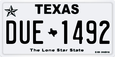 TX license plate DUE1492