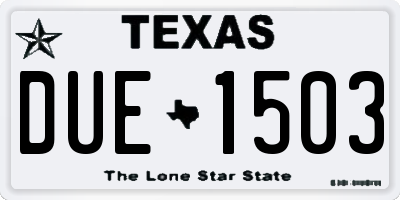TX license plate DUE1503