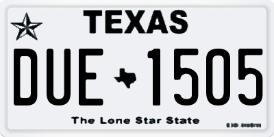 TX license plate DUE1505