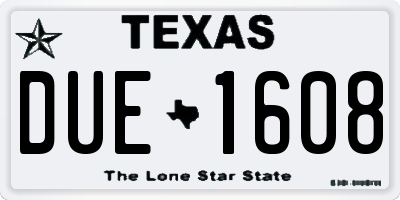 TX license plate DUE1608