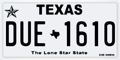 TX license plate DUE1610