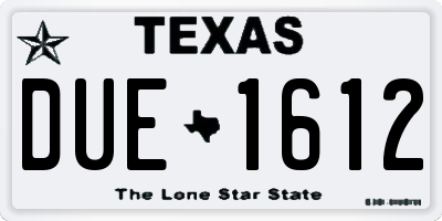 TX license plate DUE1612