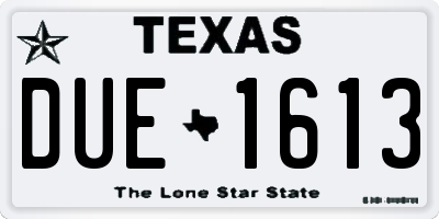 TX license plate DUE1613