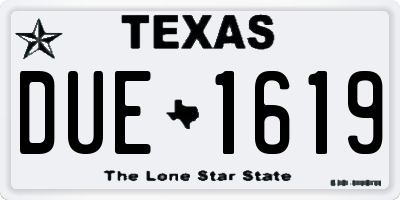 TX license plate DUE1619