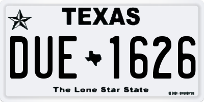 TX license plate DUE1626
