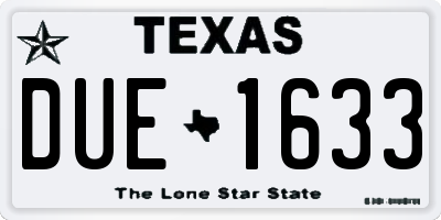 TX license plate DUE1633