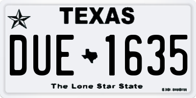 TX license plate DUE1635