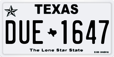 TX license plate DUE1647