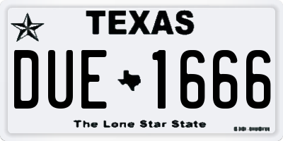 TX license plate DUE1666