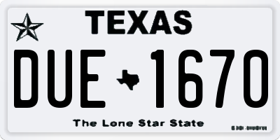 TX license plate DUE1670