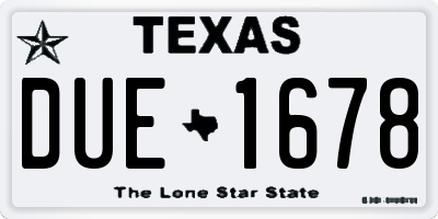 TX license plate DUE1678