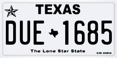 TX license plate DUE1685