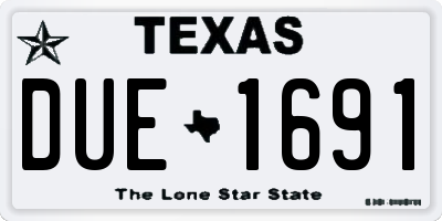 TX license plate DUE1691