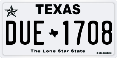 TX license plate DUE1708