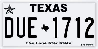 TX license plate DUE1712