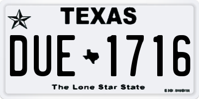 TX license plate DUE1716