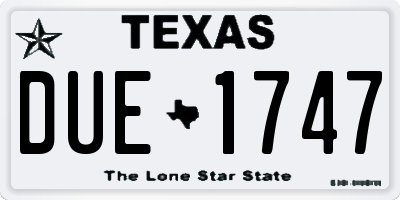 TX license plate DUE1747