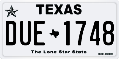 TX license plate DUE1748