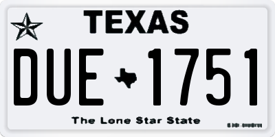 TX license plate DUE1751