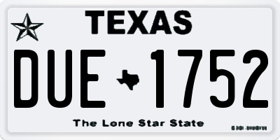 TX license plate DUE1752
