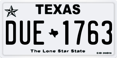 TX license plate DUE1763