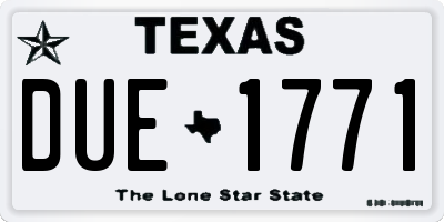 TX license plate DUE1771