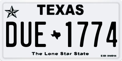 TX license plate DUE1774