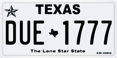 TX license plate DUE1777